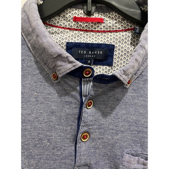 Ted Baker London Men's Blue Heathered Short Sleeve Polo Shirt Size S - Picture 3 of 8